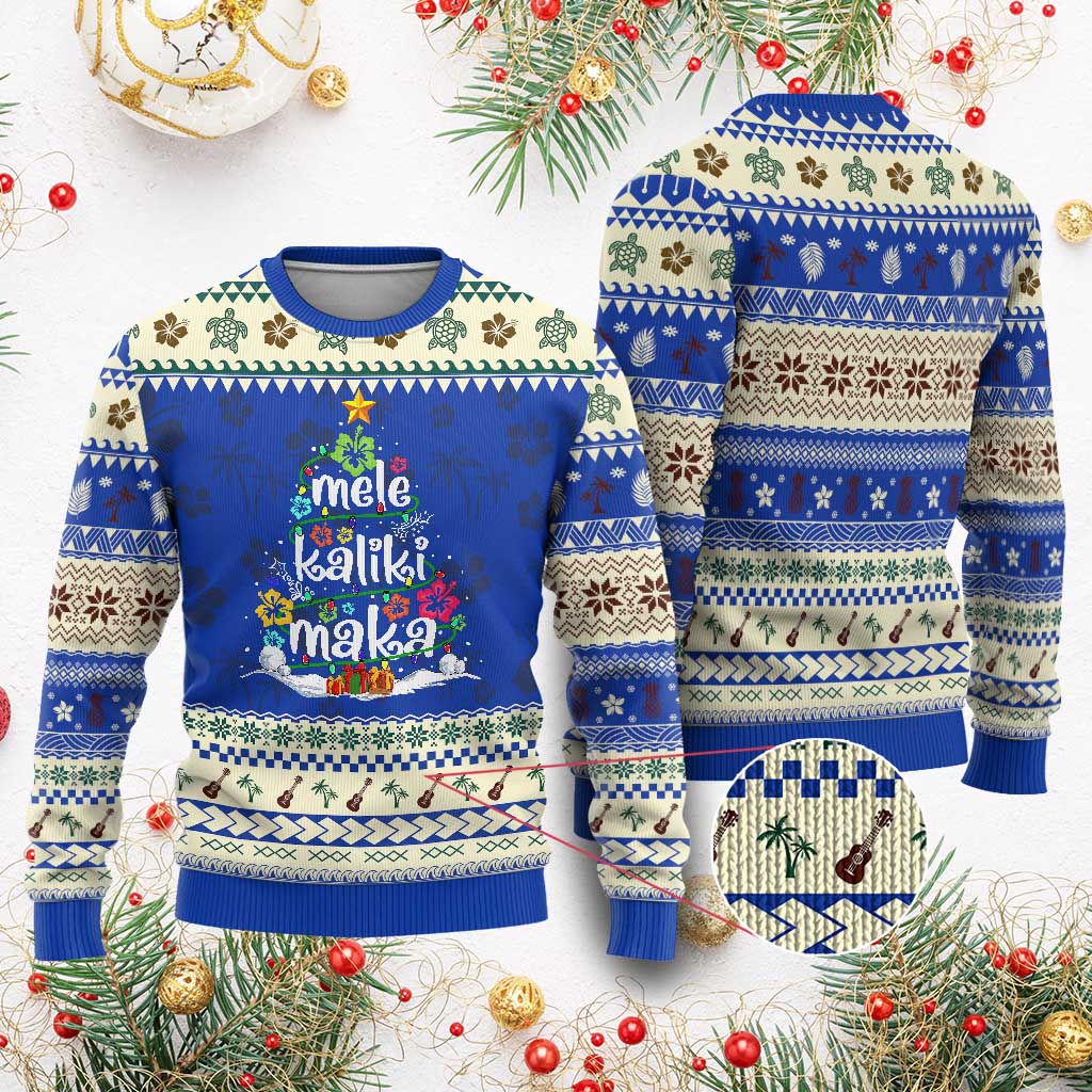 Tropical Hawaiian Xmas Ugly Christmas Sweater Mele Kalikimaka Palm Tree In Hawaii - Wonder Print Shop