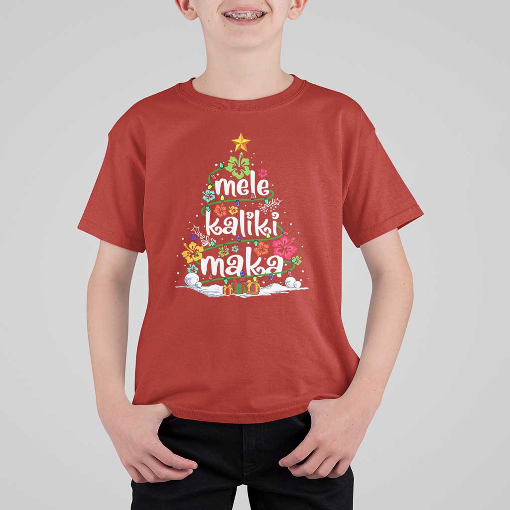 Tropical Hawaiian Christmas T Shirt For Kid Mele Kalikimaka Palm Tree Xmas in Hawaii - Wonder Print Shop