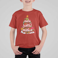 Tropical Hawaiian Christmas T Shirt For Kid Mele Kalikimaka Palm Tree Xmas in Hawaii - Wonder Print Shop