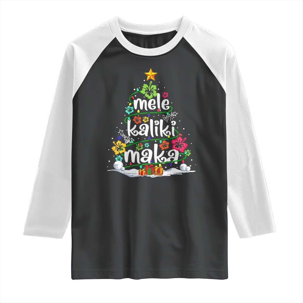 Tropical Hawaiian Christmas Raglan Shirt Mele Kalikimaka Palm Tree Xmas in Hawaii