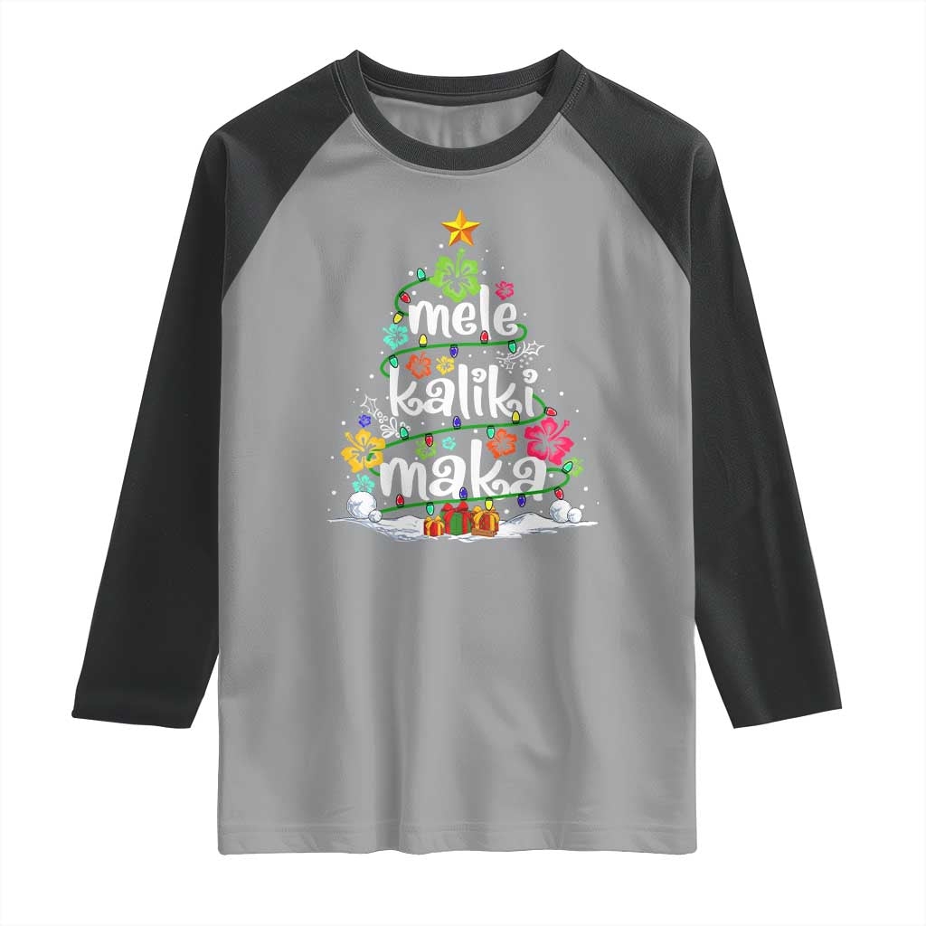 Tropical Hawaiian Christmas Raglan Shirt Mele Kalikimaka Palm Tree Xmas in Hawaii