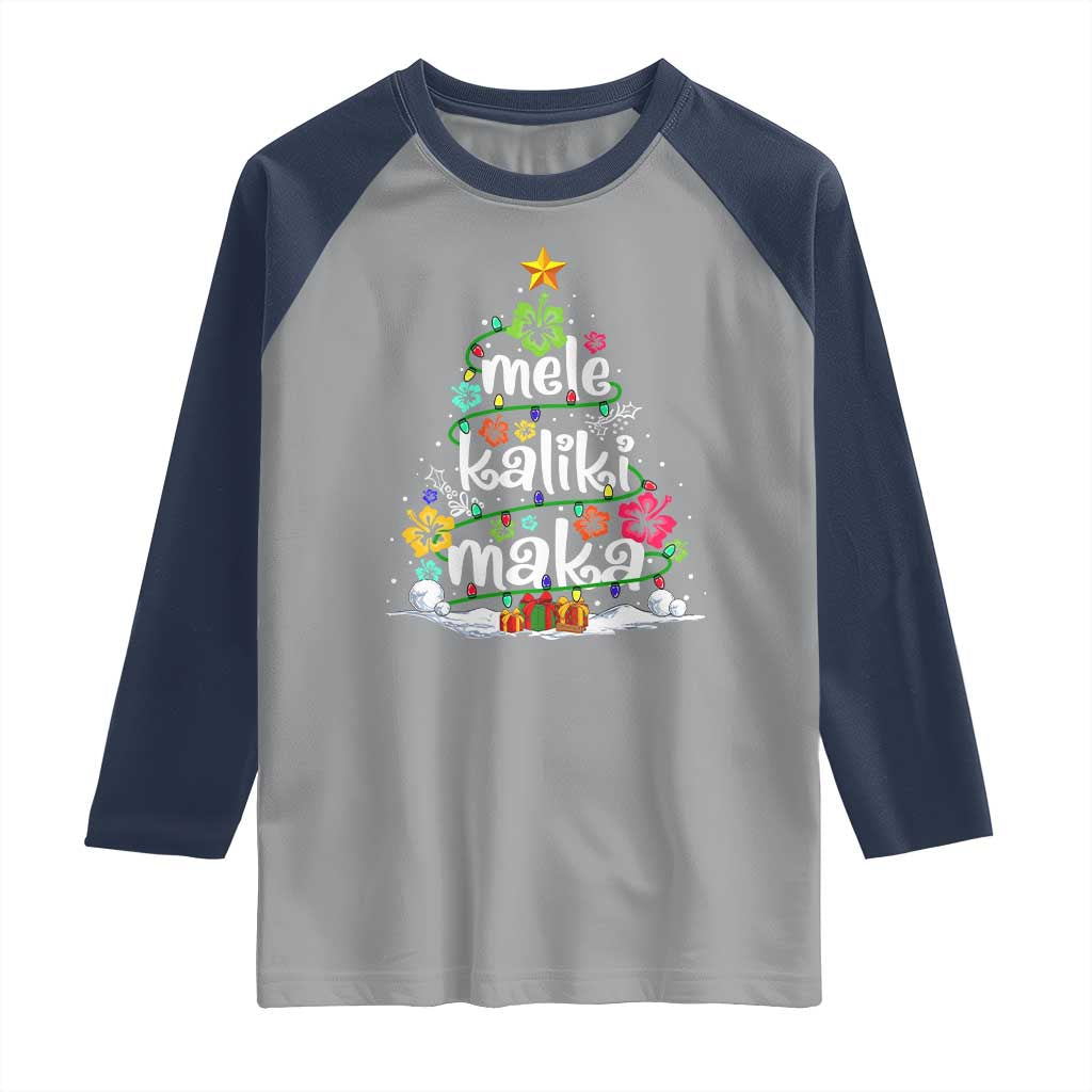Tropical Hawaiian Christmas Raglan Shirt Mele Kalikimaka Palm Tree Xmas in Hawaii