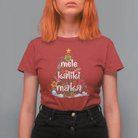 Tropical Hawaiian Christmas T Shirt For Women Mele Kalikimaka Palm Tree Xmas in Hawaii - Wonder Print Shop