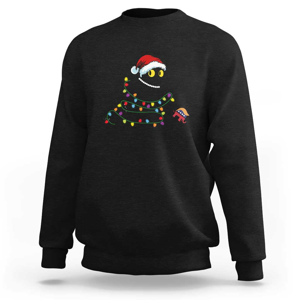 Christmas Black Cat Sweatshirt Knock Over Elephant Funny Xmas - Wonder Print Shop