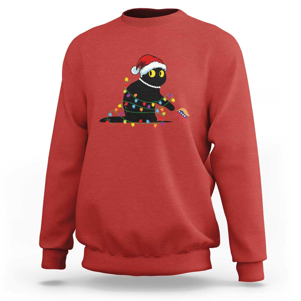 Christmas Black Cat Sweatshirt Knock Over Elephant Funny Xmas - Wonder Print Shop