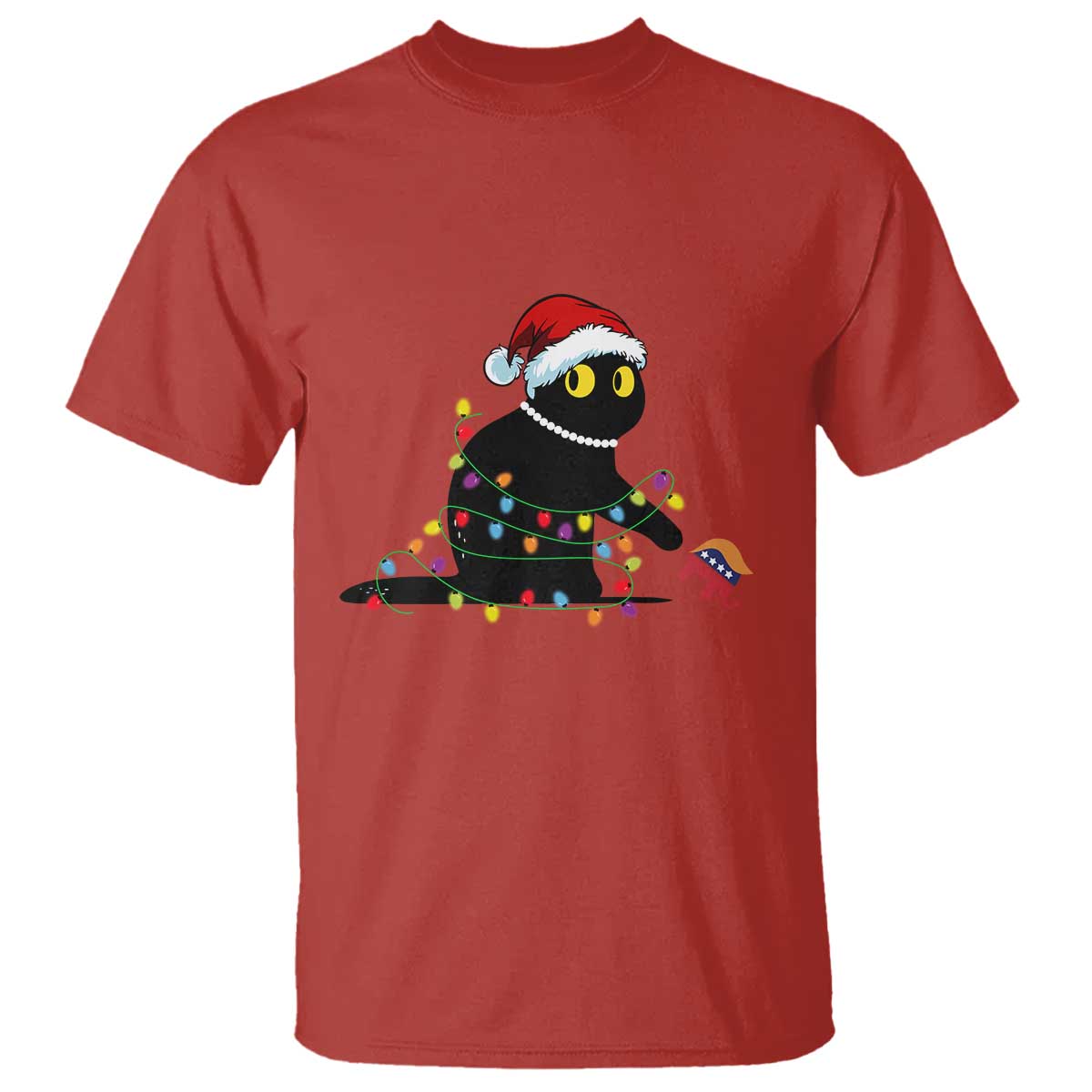 Christmas Black Cat T Shirt Knock Over Elephant Funny Xmas - Wonder Print Shop