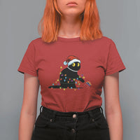 Christmas Black Cat T Shirt For Women Knock Over Elephant Funny Xmas - Wonder Print Shop