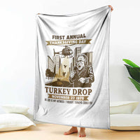 Vintage Thanksgiving Turkey Drop Throw Blanket Funny 1978 Helicopter Scene Classic TV Moment - Wonder Print Shop