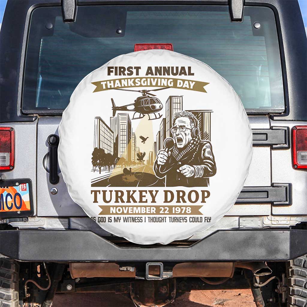 Vintage Thanksgiving Turkey Drop Spare Tire Cover Funny 1978 Helicopter Scene Classic TV Moment - Wonder Print Shop