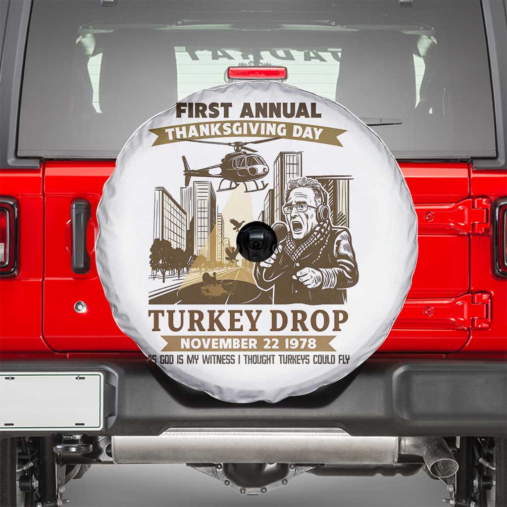 Vintage Thanksgiving Turkey Drop Spare Tire Cover Funny 1978 Helicopter Scene Classic TV Moment - Wonder Print Shop