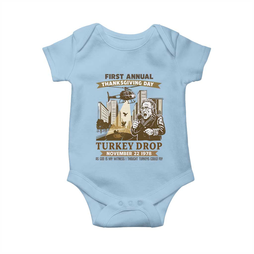Vintage Thanksgiving Turkey Drop Baby Onesie Funny 1978 Helicopter Scene Classic TV Moment - Wonder Print Shop
