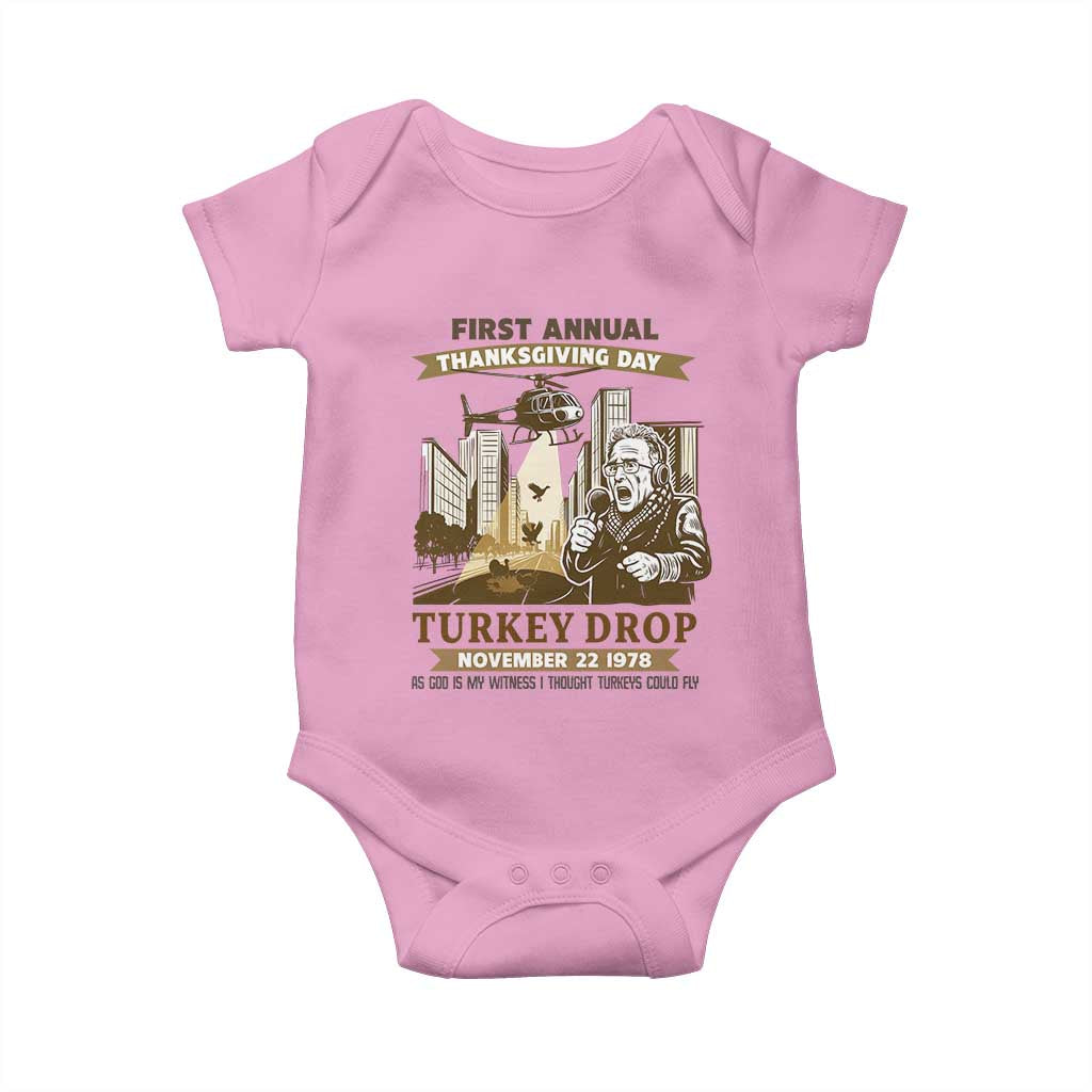 Vintage Thanksgiving Turkey Drop Baby Onesie Funny 1978 Helicopter Scene Classic TV Moment - Wonder Print Shop
