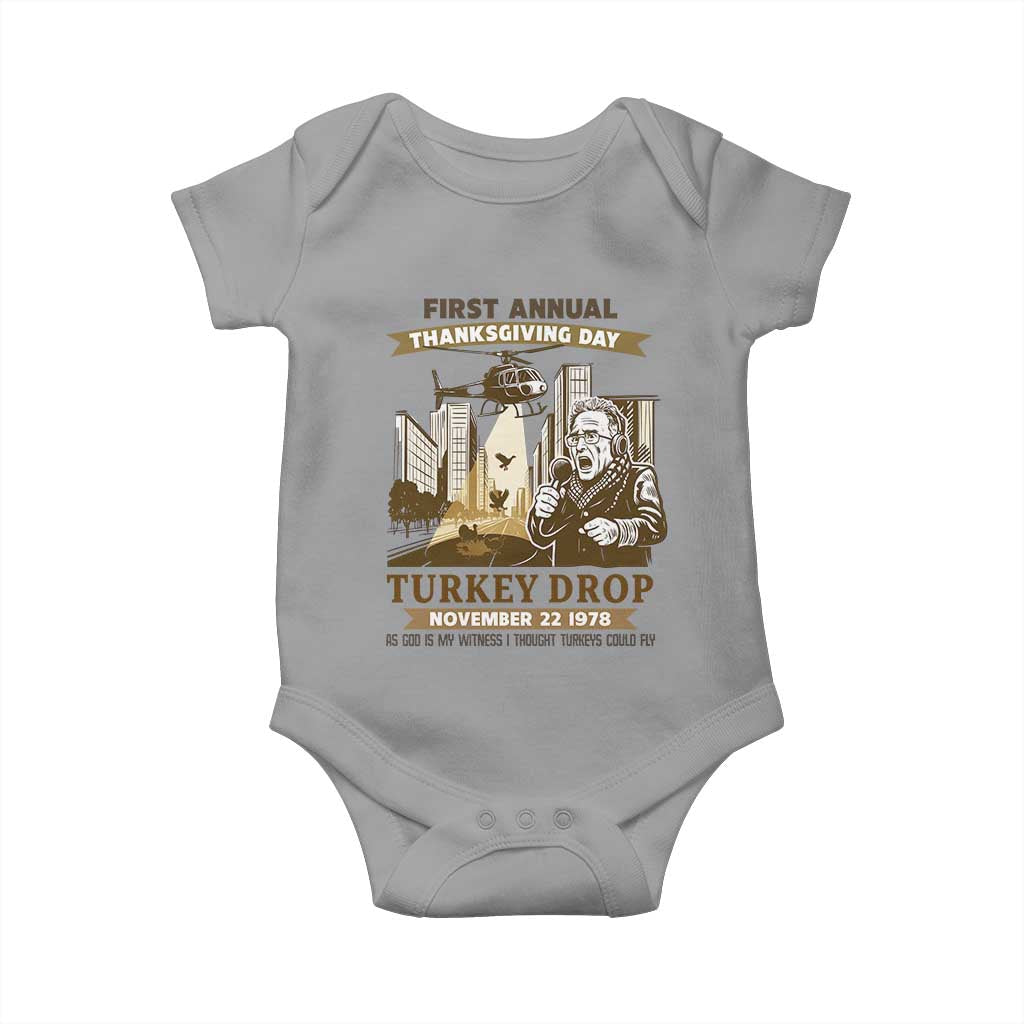Vintage Thanksgiving Turkey Drop Baby Onesie Funny 1978 Helicopter Scene Classic TV Moment - Wonder Print Shop