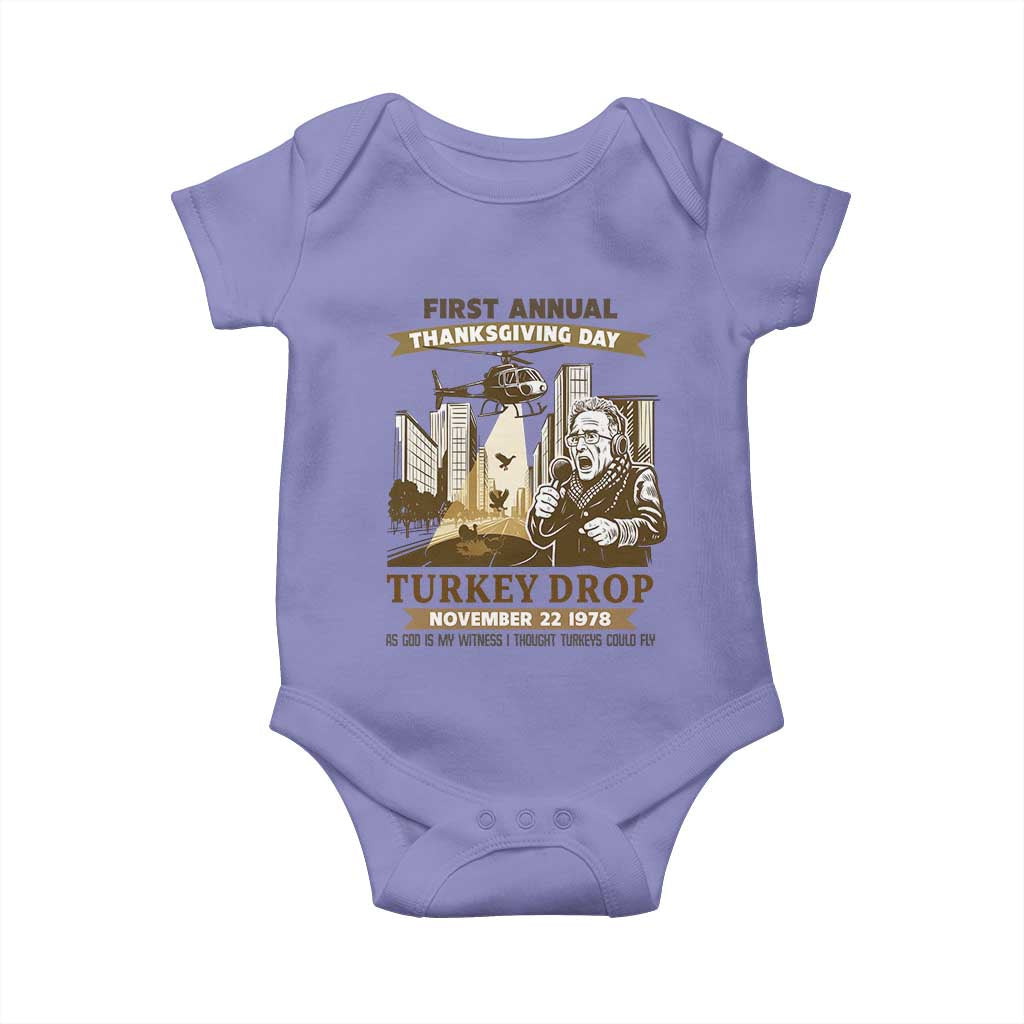 Vintage Thanksgiving Turkey Drop Baby Onesie Funny 1978 Helicopter Scene Classic TV Moment - Wonder Print Shop