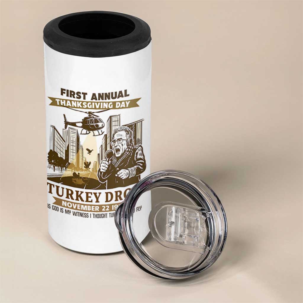 Vintage Thanksgiving Turkey Drop 4 in 1 Can Cooler Tumbler Funny 1978 Helicopter Scene Classic TV Moment - Wonder Print Shop