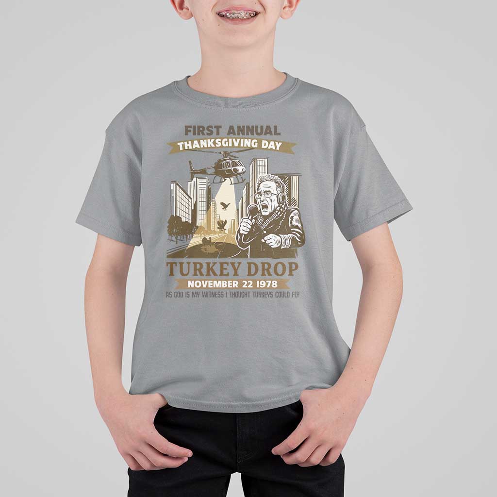 Vintage Thanksgiving Turkey Drop T Shirt For Kid Funny 1978 Helicopter Scene Classic TV Moment - Wonder Print Shop