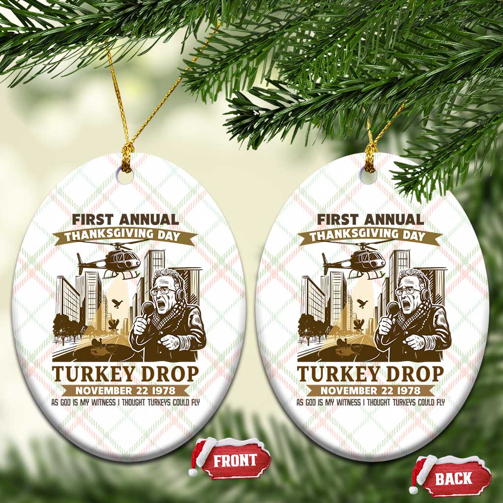 Vintage Thanksgiving Turkey Drop Ceramic Ornament Funny 1978 Helicopter Scene Classic TV Moment - Wonder Print Shop
