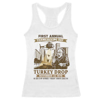 Vintage Thanksgiving Turkey Drop Racerback Tank Top Funny 1978 Helicopter Scene Classic TV Moment - Wonder Print Shop