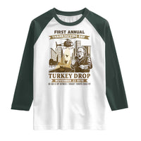 Vintage Thanksgiving Turkey Drop Raglan Shirt Funny 1978 Helicopter Scene Classic TV Moment - Wonder Print Shop