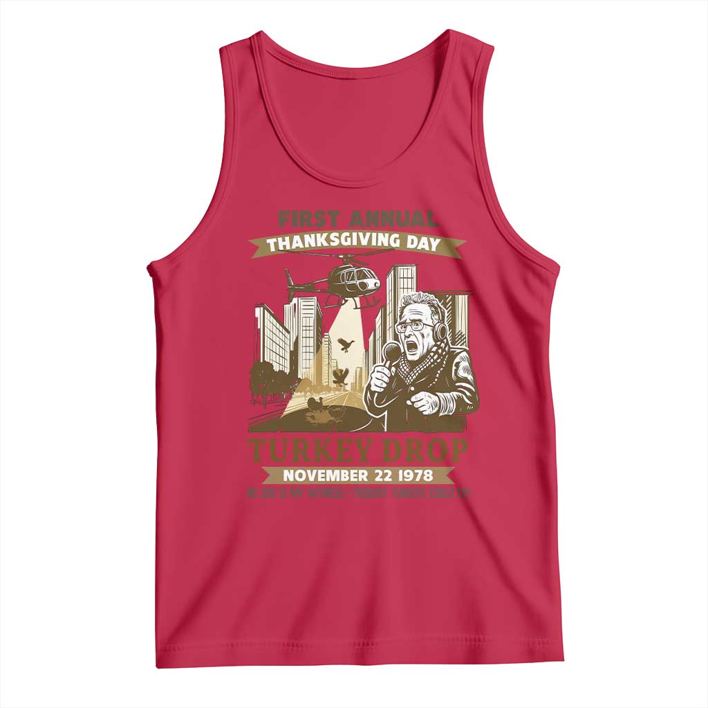 Vintage Thanksgiving Turkey Drop Tank Top Funny 1978 Helicopter Scene Classic TV Moment - Wonder Print Shop