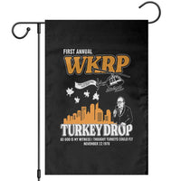 WKRP Turkey Drop with Les Nessman Garden Flag Retro Thanksgiving Humor for Classic TV Fans - Wonder Print Shop