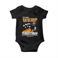 WKRP Turkey Drop with Les Nessman Baby Onesie Retro Thanksgiving Humor for Classic TV Fans - Wonder Print Shop