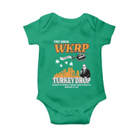 WKRP Turkey Drop with Les Nessman Baby Onesie Retro Thanksgiving Humor for Classic TV Fans - Wonder Print Shop