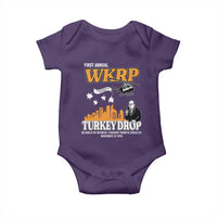 WKRP Turkey Drop with Les Nessman Baby Onesie Retro Thanksgiving Humor for Classic TV Fans - Wonder Print Shop