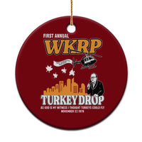 WKRP Turkey Drop with Les Nessman Ceramic Ornament Retro Thanksgiving Humor for Classic TV Fans - Wonder Print Shop