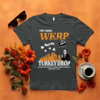 WKRP Turkey Drop with Les Nessman T Shirt Retro Thanksgiving Humor for Classic TV Fans - Wonder Print Shop
