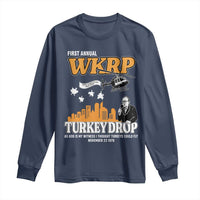 WKRP Turkey Drop with Les Nessman Long Sleeve Shirt Retro Thanksgiving Humor for Classic TV Fans - Wonder Print Shop