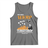 WKRP Turkey Drop with Les Nessman Tank Top Retro Thanksgiving Humor for Classic TV Fans - Wonder Print Shop