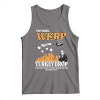 WKRP Turkey Drop with Les Nessman Tank Top Retro Thanksgiving Humor for Classic TV Fans - Wonder Print Shop