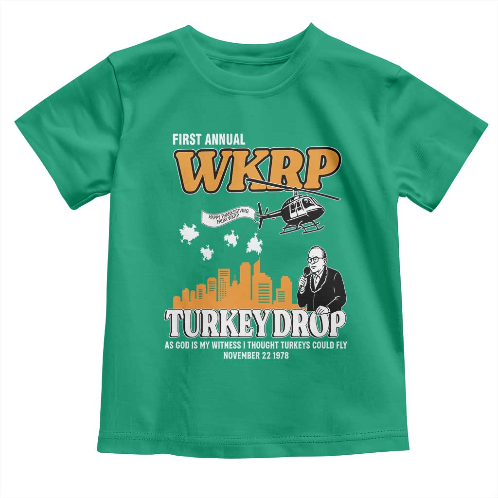 WKRP Turkey Drop with Les Nessman Toddler T Shirt Retro Thanksgiving Humor for Classic TV Fans - Wonder Print Shop