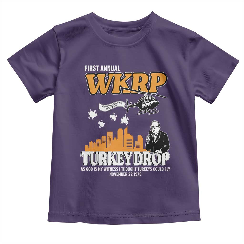 WKRP Turkey Drop with Les Nessman Toddler T Shirt Retro Thanksgiving Humor for Classic TV Fans - Wonder Print Shop