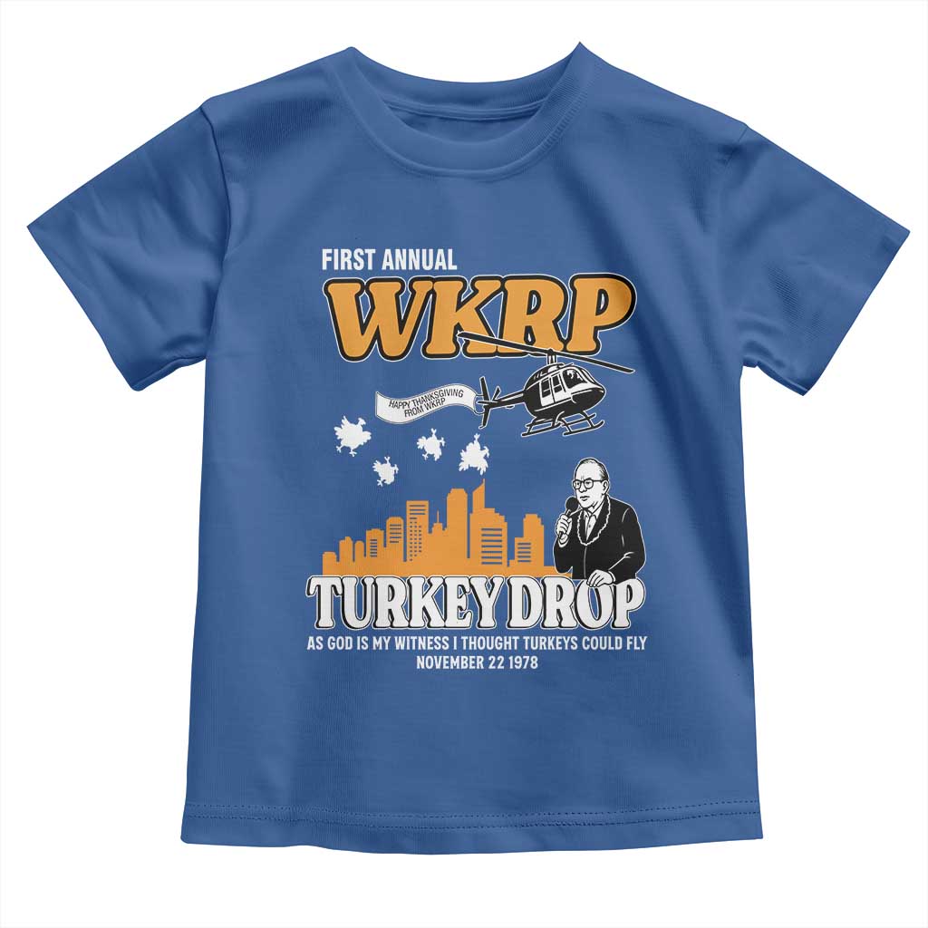 WKRP Turkey Drop with Les Nessman Toddler T Shirt Retro Thanksgiving Humor for Classic TV Fans - Wonder Print Shop