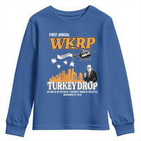 WKRP Turkey Drop with Les Nessman Youth Sweatshirt Retro Thanksgiving Humor for Classic TV Fans - Wonder Print Shop