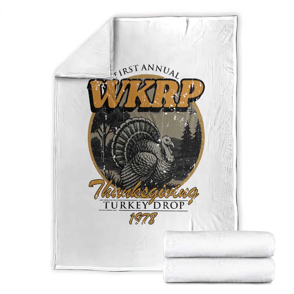 Retro WKRP Thanksgiving Turkey Drop 1978 Throw Blanket Distressed Vintage Holiday - Wonder Print Shop