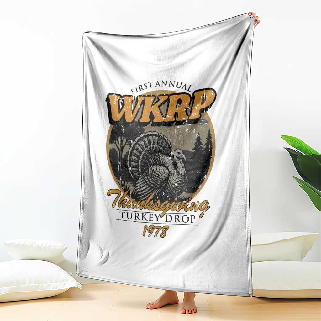 Retro WKRP Thanksgiving Turkey Drop 1978 Throw Blanket Distressed Vintage Holiday - Wonder Print Shop