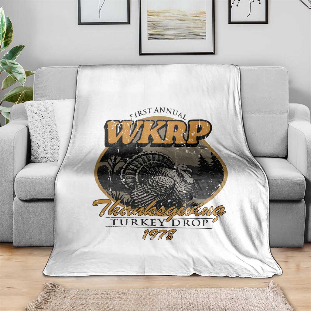 Retro WKRP Thanksgiving Turkey Drop 1978 Throw Blanket Distressed Vintage Holiday - Wonder Print Shop