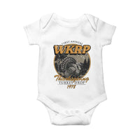 Retro WKRP Thanksgiving Turkey Drop 1978 Baby Onesie Distressed Vintage Holiday - Wonder Print Shop