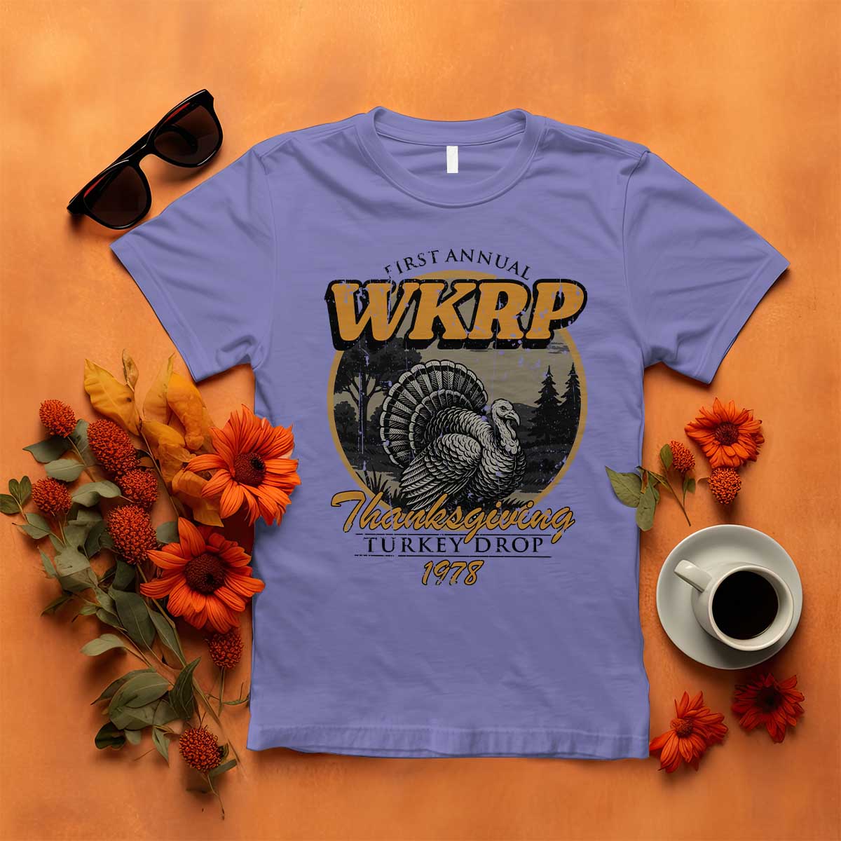 Retro WKRP Thanksgiving Turkey Drop 1978 T Shirt Distressed Vintage Holiday - Wonder Print Shop