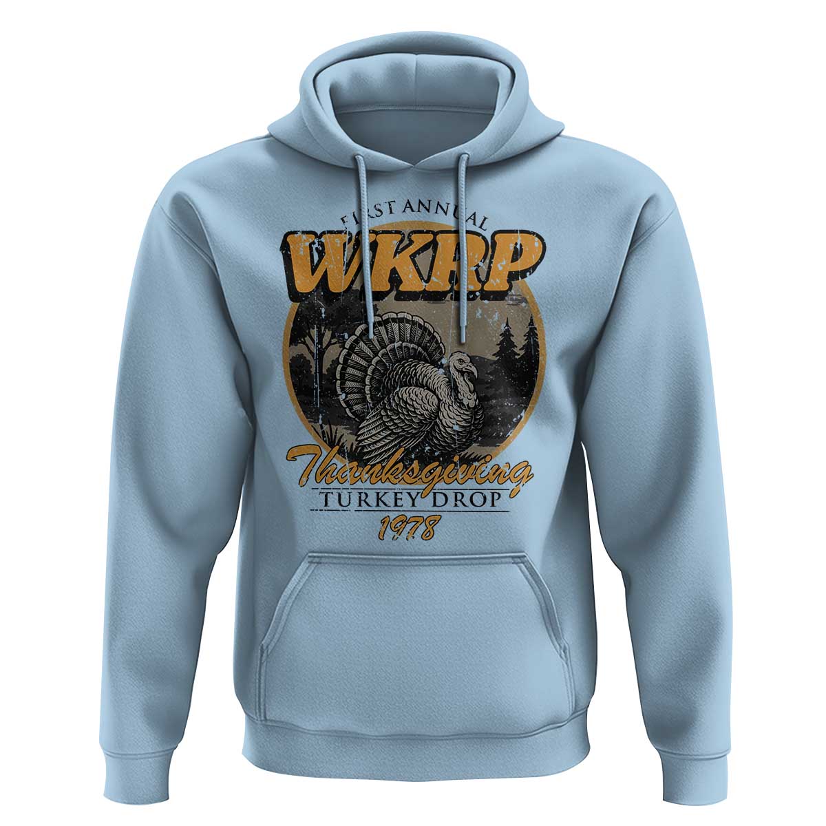 Retro WKRP Thanksgiving Turkey Drop 1978 Hoodie Distressed Vintage Holiday - Wonder Print Shop