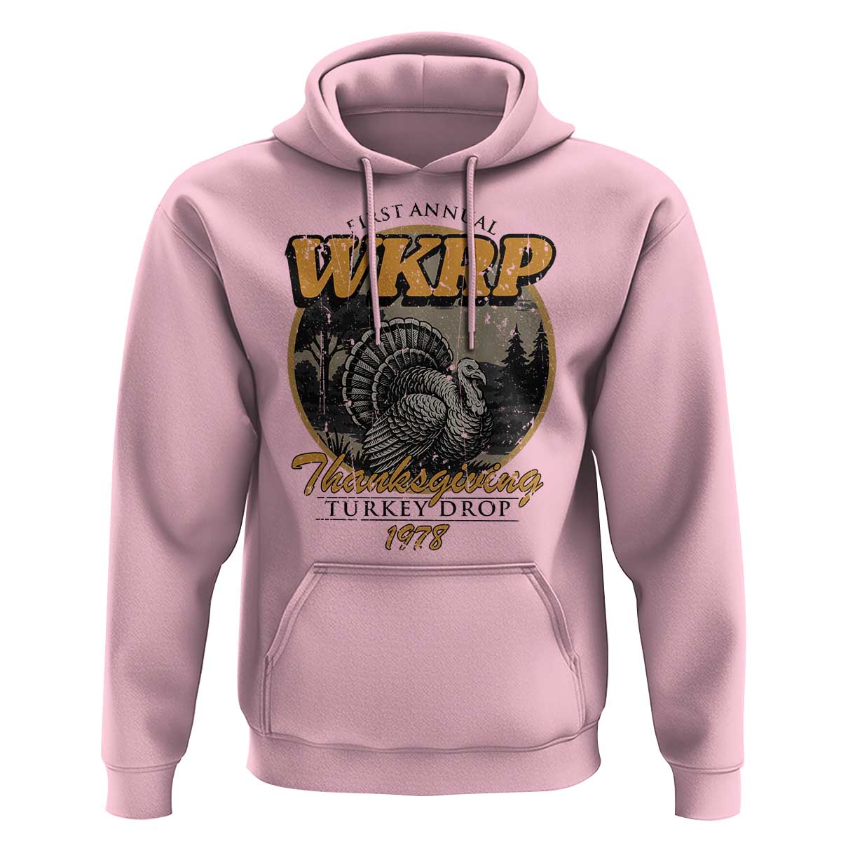 Retro WKRP Thanksgiving Turkey Drop 1978 Hoodie Distressed Vintage Holiday - Wonder Print Shop