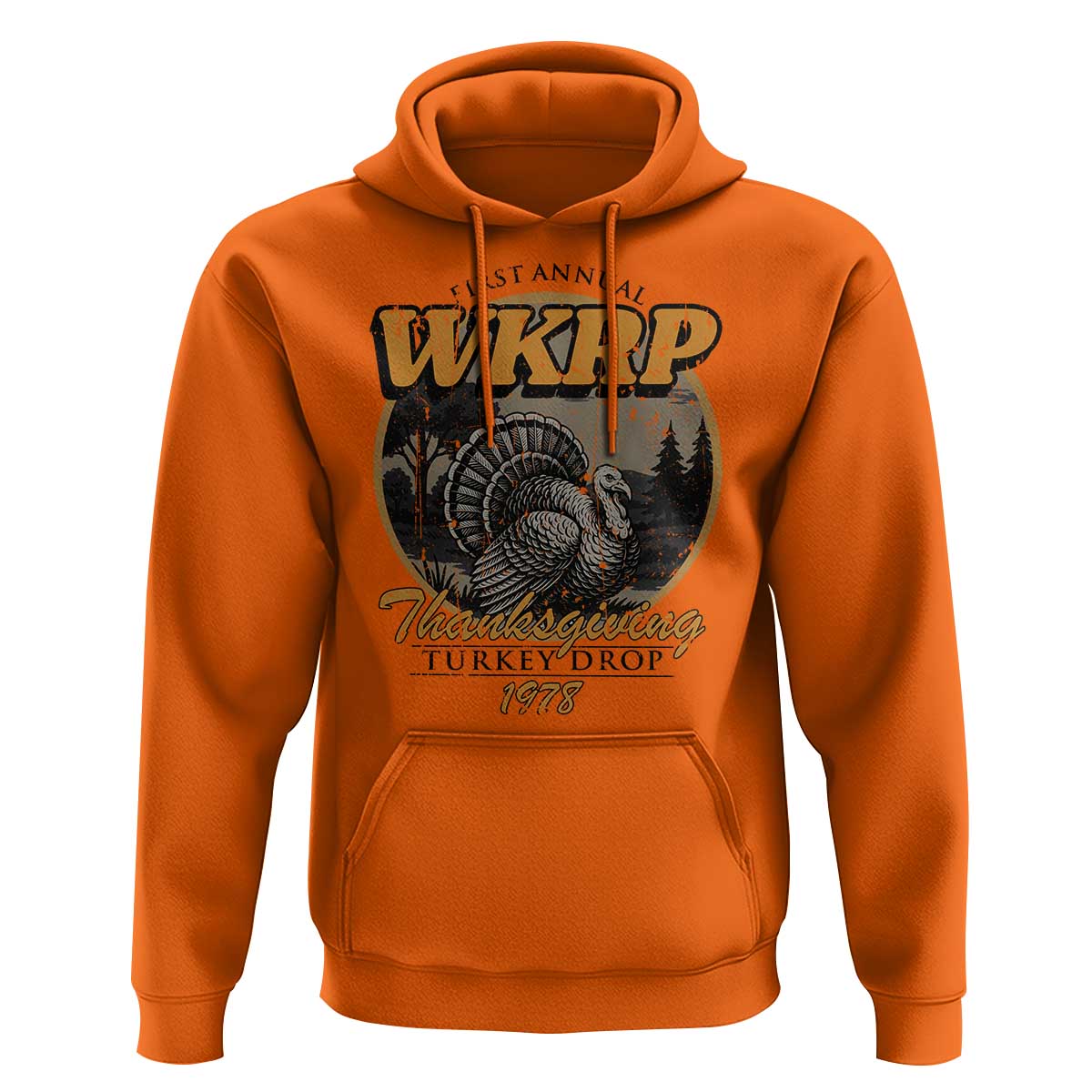 Retro WKRP Thanksgiving Turkey Drop 1978 Hoodie Distressed Vintage Holiday - Wonder Print Shop