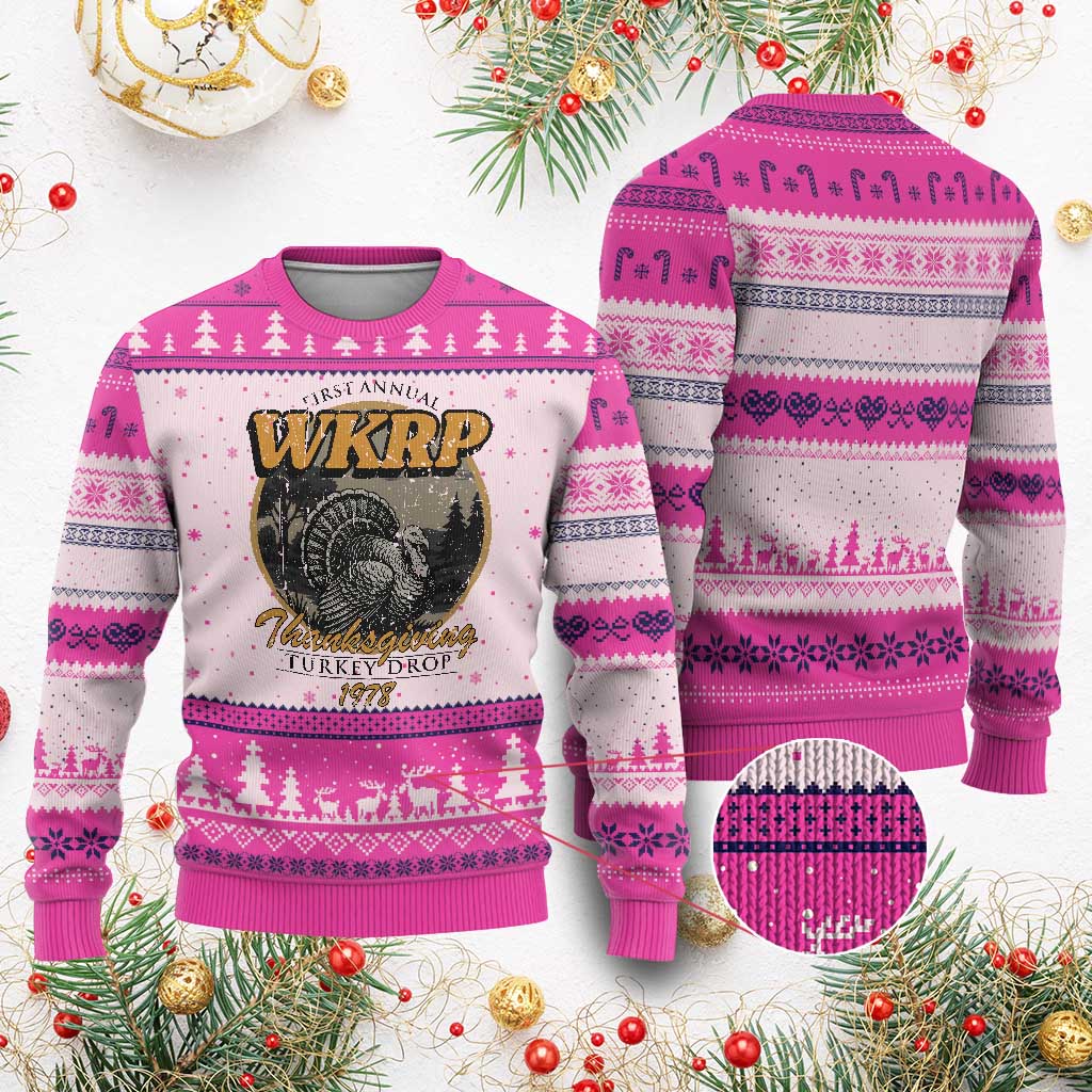 Retro WKRP Thanksgiving Turkey Drop 1978 Ugly Christmas Sweater Distressed Vintage Holiday - Wonder Print Shop