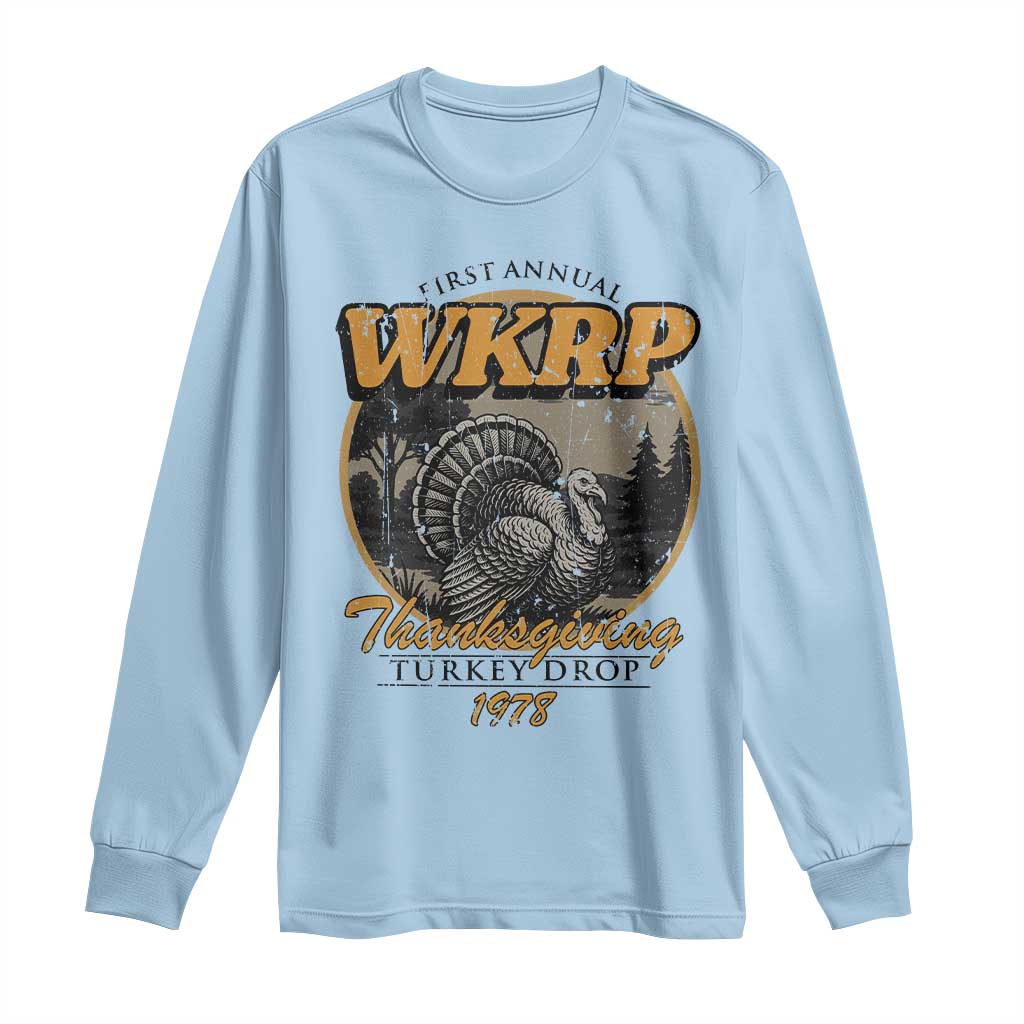 Retro WKRP Thanksgiving Turkey Drop 1978 Long Sleeve Shirt Distressed Vintage Holiday - Wonder Print Shop