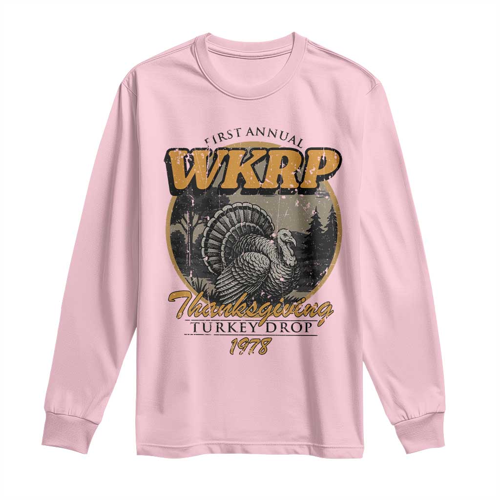 Retro WKRP Thanksgiving Turkey Drop 1978 Long Sleeve Shirt Distressed Vintage Holiday - Wonder Print Shop