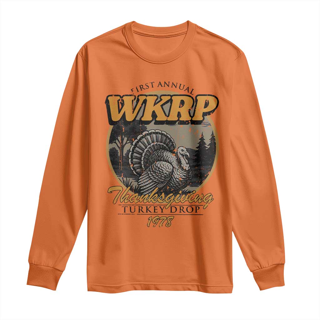 Retro WKRP Thanksgiving Turkey Drop 1978 Long Sleeve Shirt Distressed Vintage Holiday - Wonder Print Shop