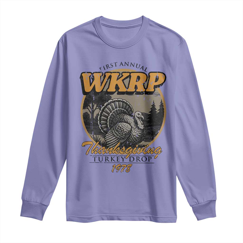 Retro WKRP Thanksgiving Turkey Drop 1978 Long Sleeve Shirt Distressed Vintage Holiday - Wonder Print Shop